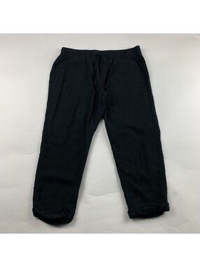 Old Navy Black Linen Blend Pull On Ankle Pant M
